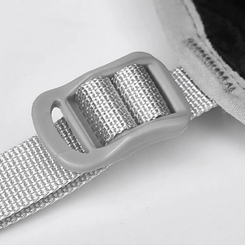 Close-up of strap buckle on Waterproof Hydration Pack For Outdoor Running And Cycling With Reflective Safety Stripes, Ultralight Backpack.