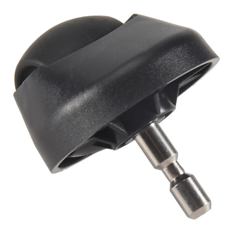 Front wheel for Cecotec Conga vacuum cleaner; universal omni-directional wheel, black plastic with metal axle.