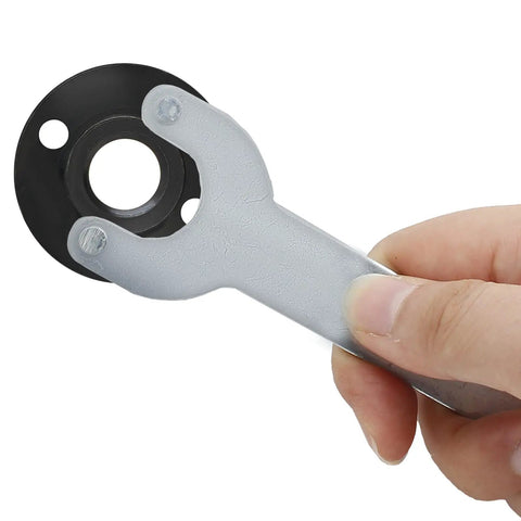 Heavy Duty Angle Grinder Wrench Set Compatible With 125 Mm And 150 Mm Tools featuring a galvanized steel wrench and black disc.
