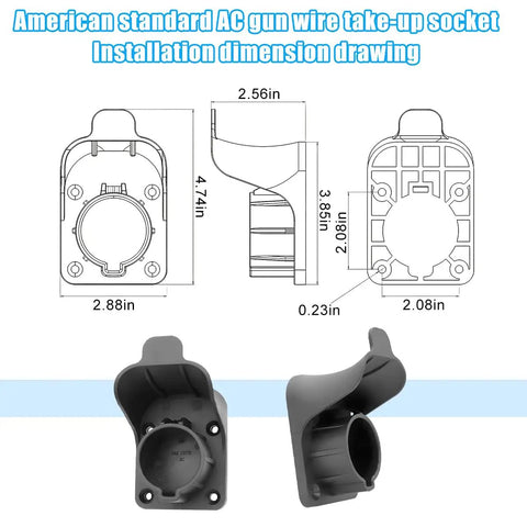 EV Charger Holder Wall Mount For SAE J1772 Cables No Fuss Space Saving Outdoor Waterproof Cord Organizer dimensions