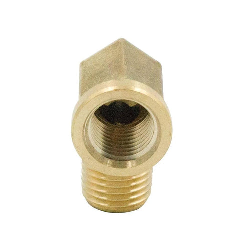 One eighth inch brass NPT elbow fitting for plumbing.