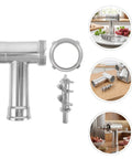 Electric Meat Grinder Replacement Parts Aluminum Alloy Grinder Tube For Home Kitchen Sturdy Meat Mincer Spare Tool Kit To Speed Up Grinding And Make Sausage Like A Pro. Aluminum alloy grinder tube with auger and ring on white background
