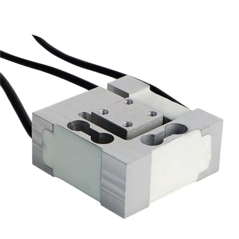 Close-up of a Six Axis Robot Arm with Three Six Axis 3D Multi Dimensional Weighing Force Sensor, metal and wires visible