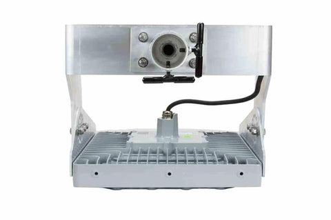 Heavy Duty Solar Led Area Light 150W Hazardous Location C1d2 C2d1 Certified Slip Yoke Mount front view with cable.