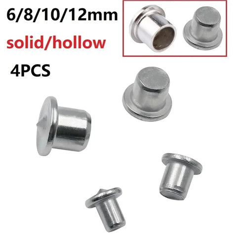 4 Pcs Dowel Pin Dowel Center Point Set 6 8 10 12mm for woodworking steel centers shown in solid and hollow designs