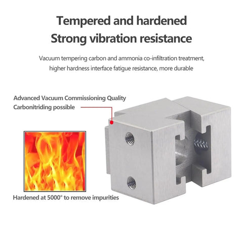 Tempered heavy duty steel CNC table vise part showing robust design and strong vibration resistance for accurate machining. Shop Certified Heavy Duty CNC Table Vise Multi Station Wedge Clamp Expanding Side Ejector Press Plate Zero Hassle Fixturing System Built Like A Tank For Dead Accurate Machining And Quick Aluminum Steel Setup.