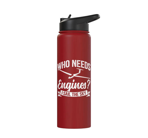 Stainless Steel Insulated Water Bottle For Sailplane Pilots And Glider Enthusiasts, Built For On The Go Hydration, red with text