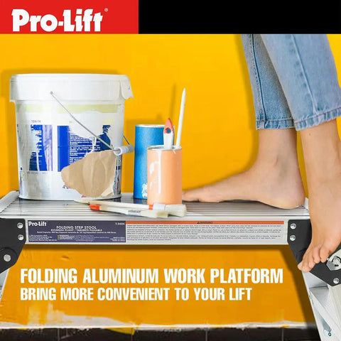 Heavy Duty Aluminum Step Ladder And Portable Workbench With Non Slip Platform Folding Stepstool shown as a work platform with paint supplies.