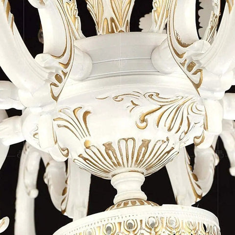 Modern Crystal Chandelier Pendant Light Fixture For Bedroom And Living Room Serving Major Home Vibes With Hassle Free Setup And That Flawless White Glow Upgrade detailed view of ornate white and gold design.