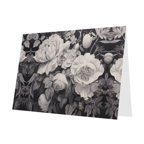 Floral Graphite Print Greeting Cards Half Fold 4x6 Inches All Occasion Invitations and Celebrations Photo Paper White Card Stock