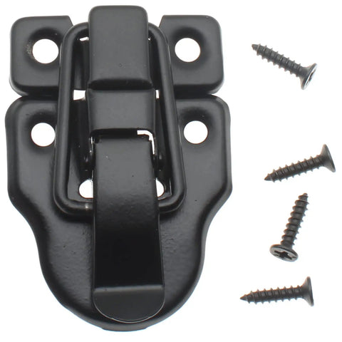 Two Pack Retro Style Duckbilled Toggle Hasp Latch Set for Jewelry Box Cabinet Toolbox Suitcase with screws, black finish