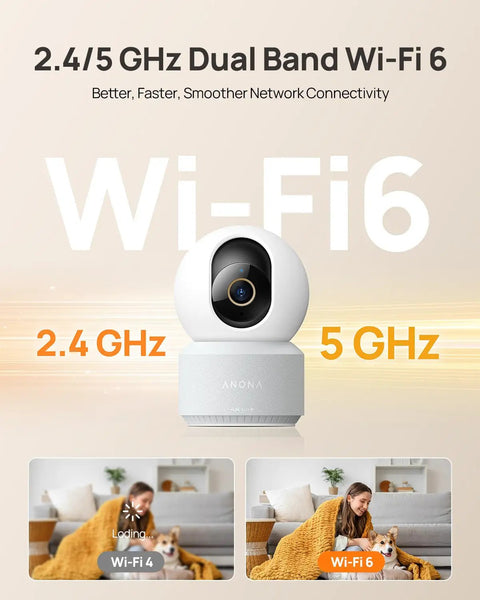 4K UHD Indoor Security Camera For Pets And Baby With Phone App 360 Degree Pan Tilt Dual Band Wi Fi 6