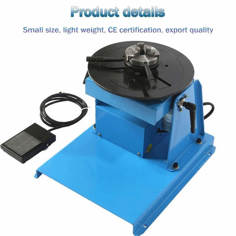 Heavy Duty Semi Automatic Rotary Welding Positioner Turntable with pedal, compact design, 180mm base and tilt mechanism.