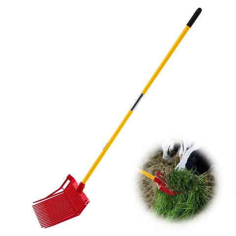 Manure Fork With 18 Angled Tines Long Fiberglass Handle Muck Rake Tool For Garden And Farm Cleanup 61 Inch Durable Pitchfork