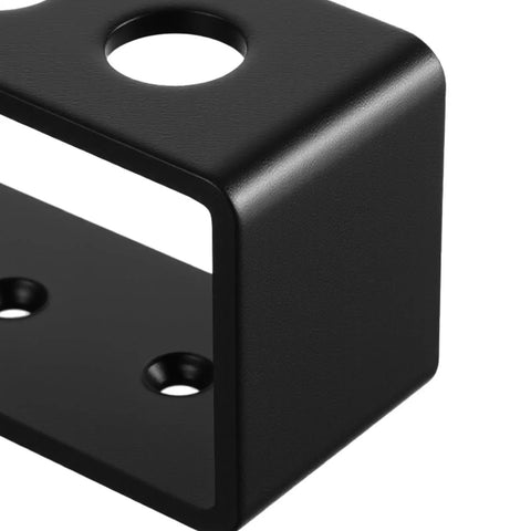 Close-up of a black iron U bracket from Beefed Up 8 Pack Door Barricade Brackets, designed for secure door stops.