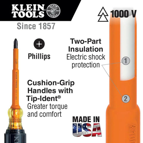 General Purpose Insulated Tool Kit 1000-Volt Rated 22-Piece Set In Lockable 3-Pallet Case Phillips screwdriver detail