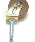 Medium One And Five Eighth Inch Hardwood Caster viewed from the side, metal bracket and stem visible for vintage furniture restoration.