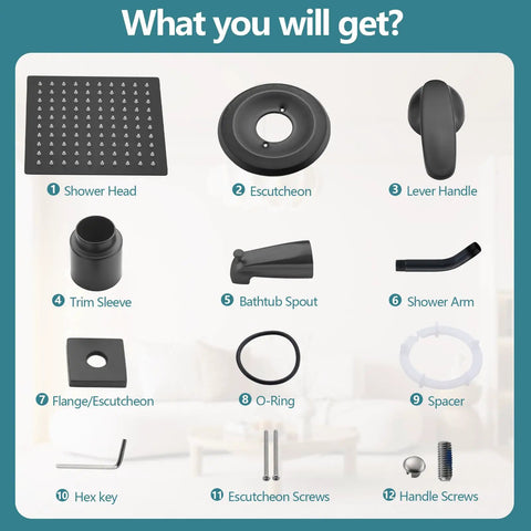 What you will get with the Slick 8 Inch Square Rain Shower Faucet Trim Kit Compatible With Delta 13 14 Series.