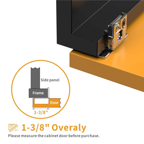 Diagram of 50-Pack 1-3/8 Inch Overlay 3D Adjustable Soft Close Concealed Hinges For Face-Frame Kitchen Cabinets setup detail