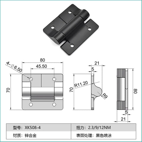 Constant Torque Position Control Hinge With Friction Adjustable Mechanism For Cabinet Doors No-Fuss Smooth Closing And Quiet Operation 9Nm XK508-4-9NM Model Heavy Duty Durable Design 1 Piece, detailed measurements and features