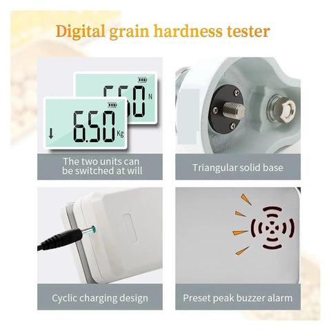 Real Deal Digital Grain Hardness Tester And Sclerometer Durometer Machine with digital display and charging design.