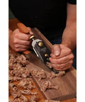 Using No. 4 Smoothing Hand Plane With Extra Thick 1/8 Inch A2 Steel Iron and cherry wood handle on wooden surface
