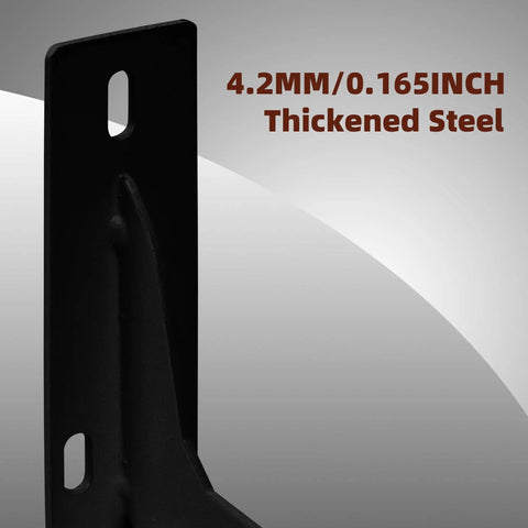 Badass Heavy Duty L Bracket For Floating Shelves, 17 Inch Wall Mount Support In Matte Black, Cold Rolled Steel Industrial Hardware with thickened steel design.
