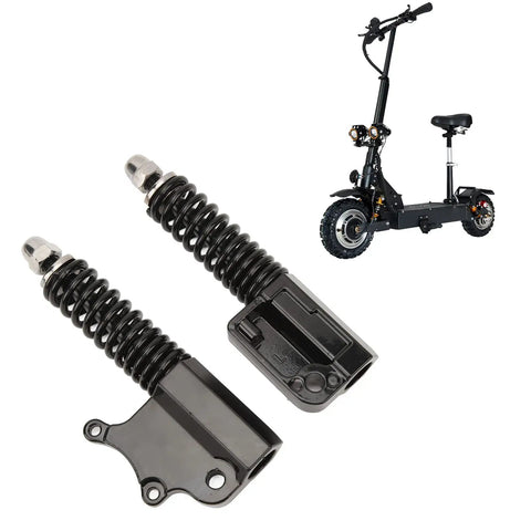Hydraulic Front Shock Absorber Fork, 200mm Travel, Aluminum Alloy, shown with electric scooter, dual pack M12 mounts visible.