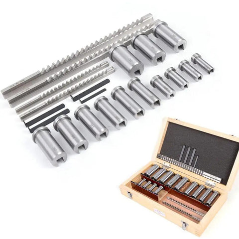 22 Piece HSS Keyway Broach Set For Lathe Industrial Broaching Tools Metric Sizes B4mm B5mm C6mm C8mm with wooden case