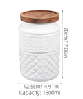 Top Shelf Durable 1800Ml Glass Storage Jars With Hella Tight Airtight Wooden Lids Vintage White Matte Tea Canisters, 20cm tall.