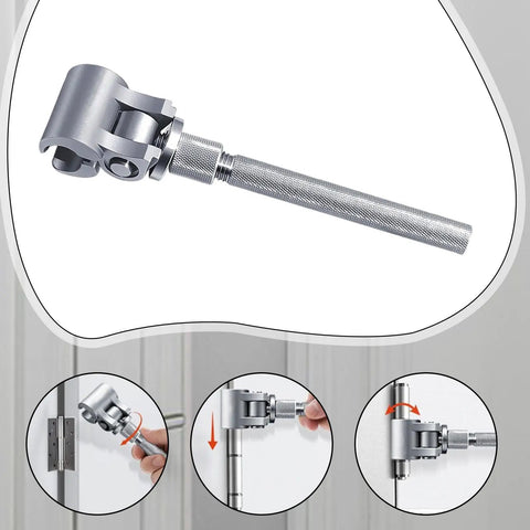 Ergonomic Stainless Steel Door Hinge Adjustment Tool Adjustable Wrench for tightening loose hinges and fine-tuning door gaps.