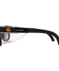 Side view of Safety Glasses With Integrated Side Shields 2 Pair Set Smoke Anti Fog Lens Black Frame ANSI Z87.1 Plus Lightweight