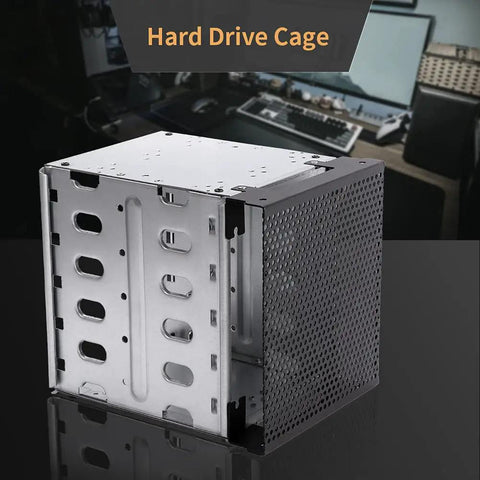 5.25 Inch To 5x 3.5 Drive Tray Rack With Fan Space, Detachable Galvanized Steel And ABS Construction, DIY Ready Cooling Slot