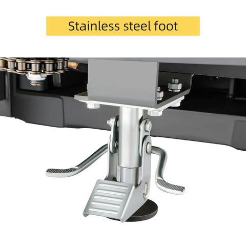 Stainless steel foot pedal of Heavy Duty Semi Electric Pallet Stacker for precise control and stability during lifting.