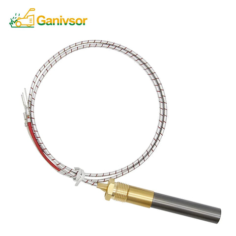 Ganivsor 24-inch aluminum thermopile sensor with braided stainless cable and brass threaded connector (side view)