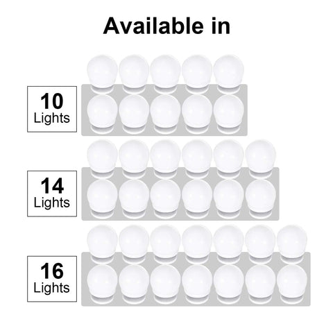Hollywood Vanity Mirror Lights With 16 LED Bulbs, Dimmable Plug In, 3 Color Modes 300K 4000K 5000K, bulb options shown