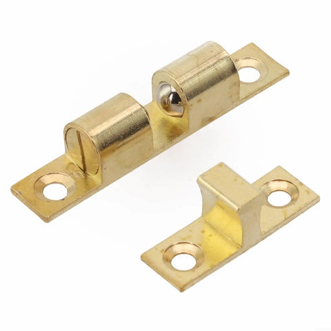 Premium 70mm Brass Ball Roller Catch For Cabinet Doors And Machines with steel rollers in gold finish for secure locking.