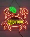 Handmade Real Glass Neon Tubes Beer Sign With Crab Motif For Home Bar Pub Store Party Room Restaurant Wall Window Man Cave Display Energy Saving Dope Ultra Bright Safe Low Voltage showing a crab design with vibrant neon colors