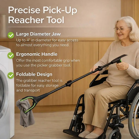 Extra Long Grabber Reacher Tool 75 Inch Aluminum Foldable Reacher With Dual Magnetic Tips For Trash Pickup And Upper Shelf Access, Back-Saver Helper For Seniors And Post Surgery Recovery