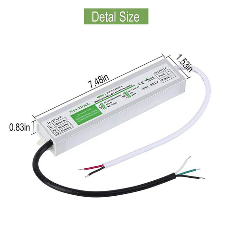 Six Pack 60W Waterproof LED Driver Power Supply IP67 100-260V AC To 12V DC Low Voltage Converter dimensions