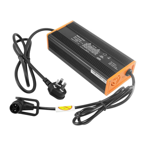 Pro Grade 24V 8A Lithium Battery Charger Compatible With Noblift Edge PTE15N Electric Pallet Jack, heavy duty design with power cables.