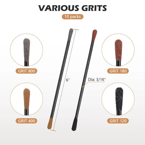 Matchstick Style Sanding Sticks For Fine Detailing Grits 120 180 And 400 800 Pack Of 10 in various grit sizes