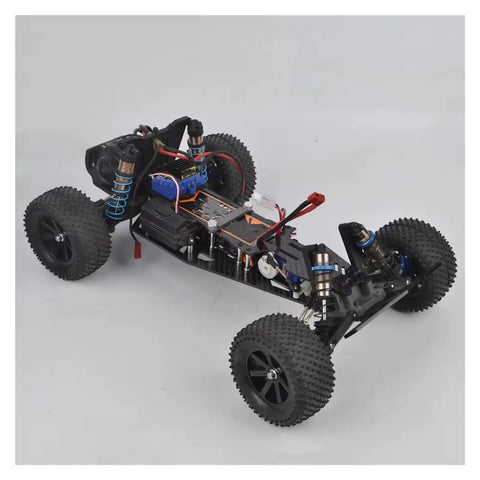 Carbon Fiber 1/10 RC Chassis Lower Frame Upgrade for Bandit, Rustler, VXL 2WD with visible components and wiring