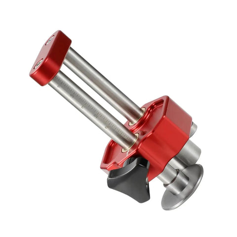 Close-up of a red Sheet Metal Roller And Bender, 0 To 100 Degree Angled Bending Tool with silver rollers, ideal for roofing and fabrication.