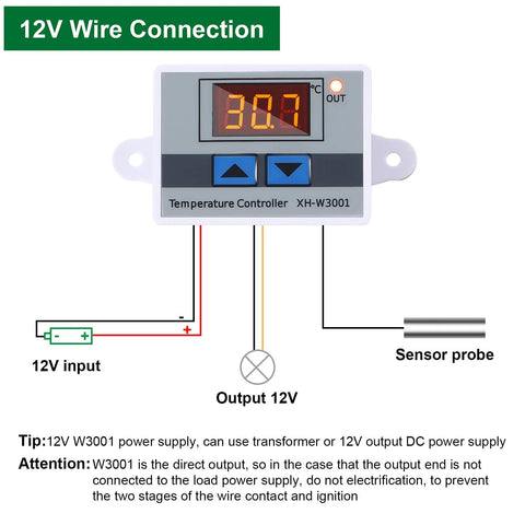 Digital LED Temperature Controller Module With Waterproof Probe, Programmable Thermostat wiring diagram