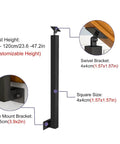 Solid Black Wrought Iron Railing Spindle Posts With Adjustable 270 Degree Side Mount Brackets For Deck And Stair Makeovers, 60-120cm height.