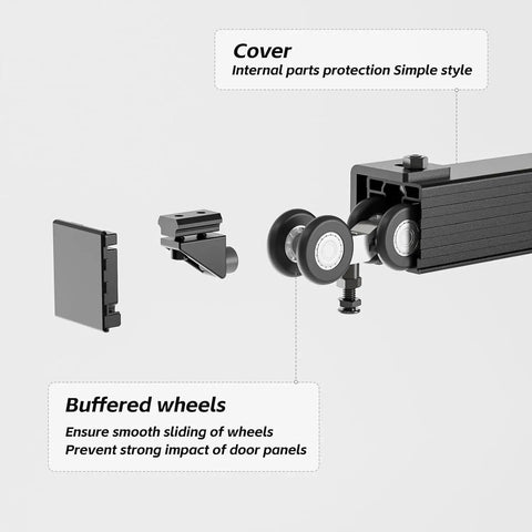 6.6Ft Box Rail Sliding Barn Door Hardware Kit Aluminum Alloy Wall Mount Heavy Duty Smooth Glide With Ball Bearing Rollers 330Lb Capacity Fits 1 Inch To 1 3 Quarter Inch Door Thickness Max Opening 35.4 Inches For Single Doors