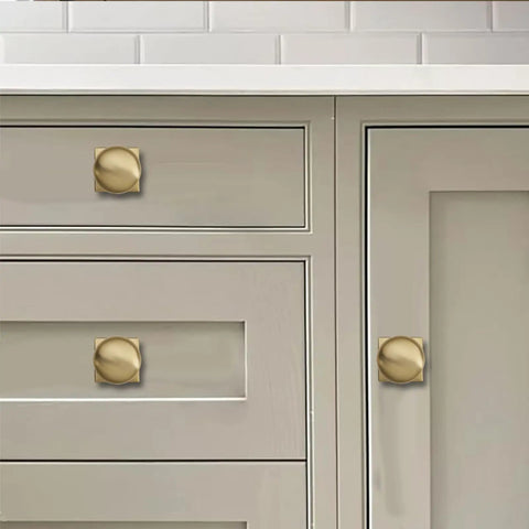 Two Pack One And One Quarter Inch Backplates For Cabinet Knobs With Champagne Bronze Finish on kitchen cabinetry
