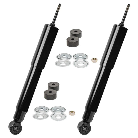 Front And Rear Shock Absorber Replacement Kit For Chevy Silverado GMC Sierra 1500HD 2500HD 2500 Heavy Duty Shocks Assembly Fits 2001 To 2003 2005 To 2006 2007 Silverado 1500HD With Front Torsion Bar Suspension, including washers and bushings