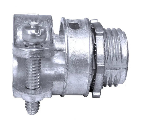 ProConnex 1/2 In Flex Squeeze Conduit Connector Fitting For AC MC FMC RWFMC Termination Zinc Die Cast 25 Pack UL CSA Listed TriCombo Screw Quick Install Works With Aluminum Or Steel 6/3 AC And MC, 1/2 in zinc die-cast connector